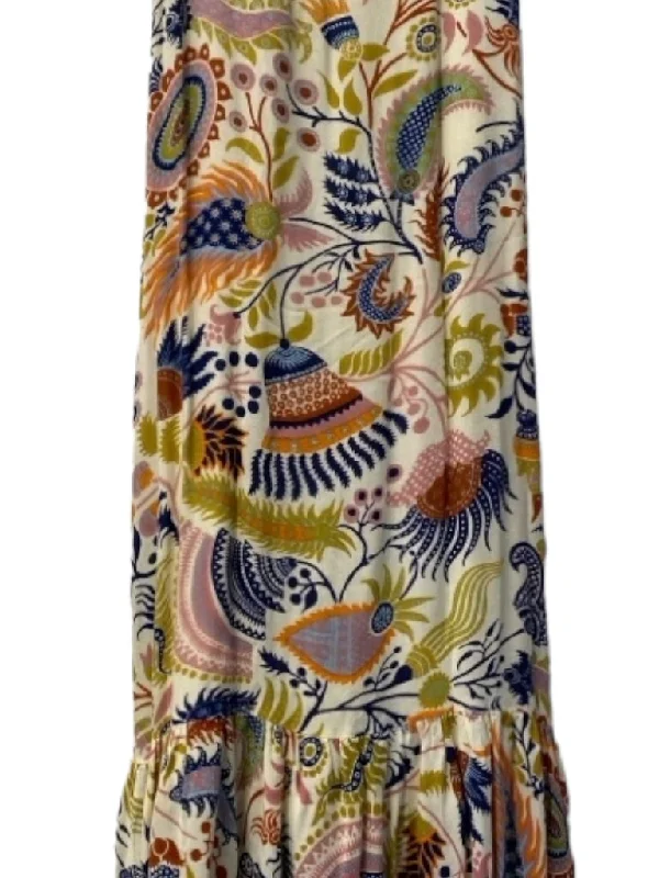 House of Harlow 1960 Size XS Cream & Multi Missing Fabric Tag Pockets Maxi Dress Elegant Tiered Maxi Dress House of Harlow 1960 Size XS Cream & Multi Missing Fabric Tag Pockets Maxi Dress Elegant Tiered Maxi Dress