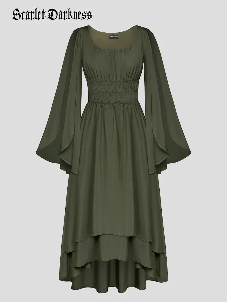 Fantasy Faux Elf Wing Sleeves Crew Neck Tiered Maxi Dress Comfortable Bohemian Maxi Dress Fantasy Faux Elf Wing Sleeves Crew Neck Tiered Maxi Dress Comfortable Bohemian Maxi Dress