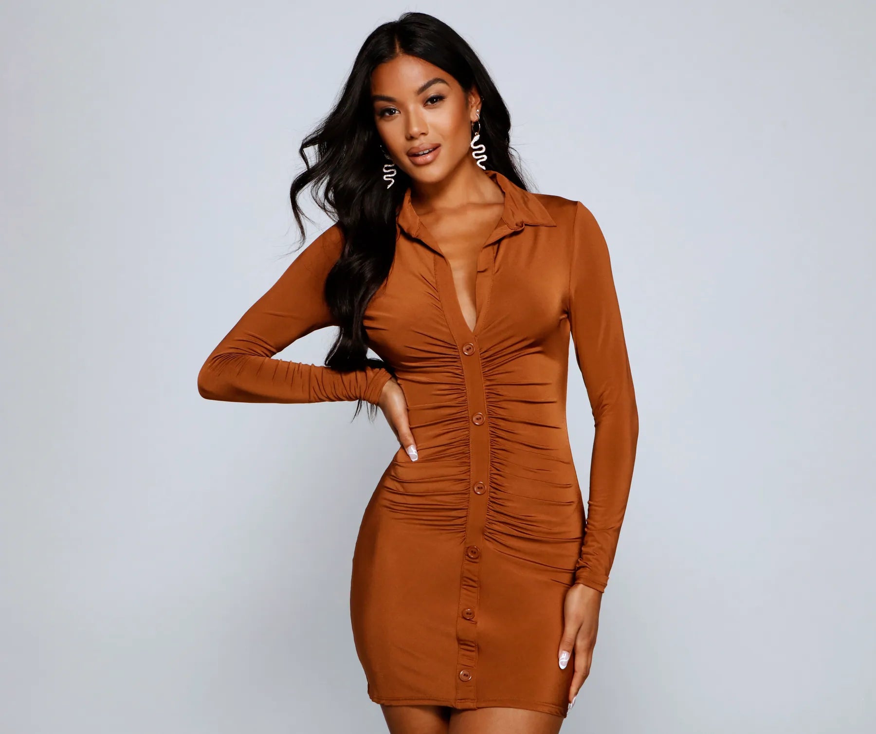 Classically Chic Button Up Mini Dress Elegant Vintage Mini Dress