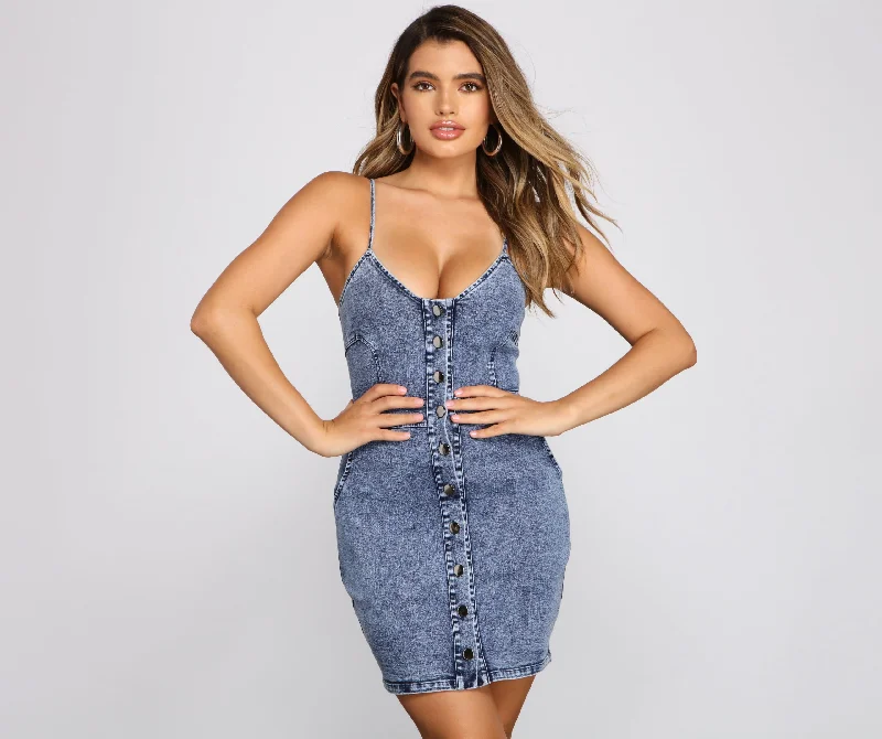 Denim Days Button Up Mini Dress Classic Floral Mini Dress