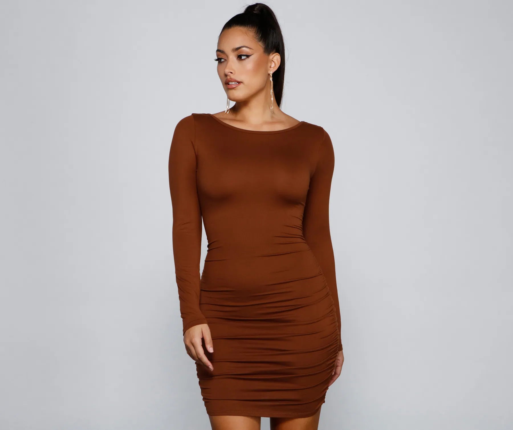 Elevated Chic Ruched Mini Dress Classic Shift Mini Dress