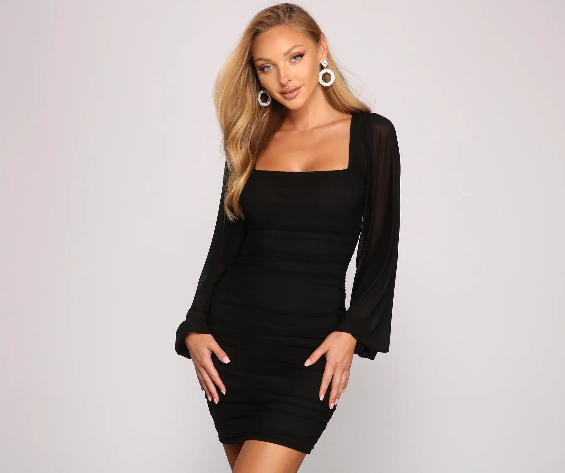 Forever Chic Mesh Bodycon Mini Dress Comfortable Fit-and-Flare Mini Dress
