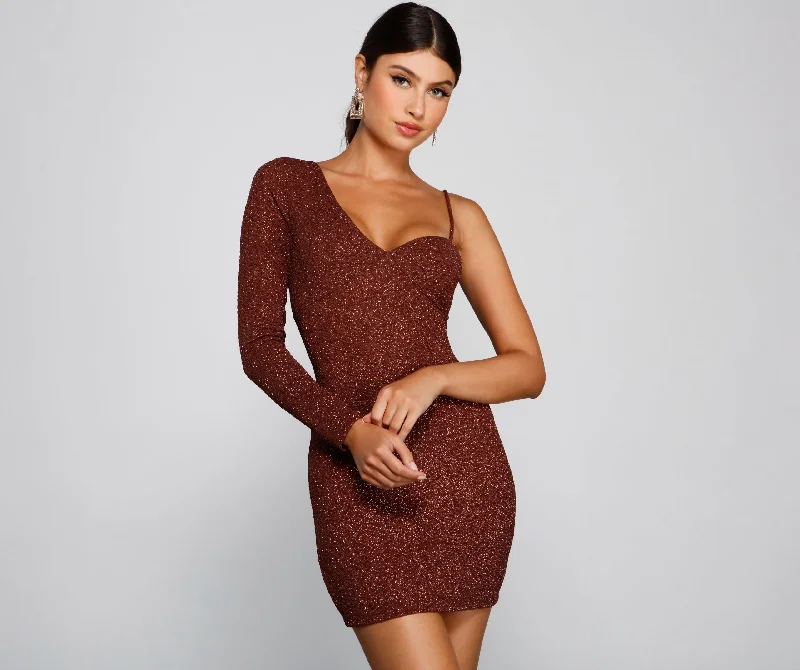 One Women Show Glitter Mini Dress Elegant Lace-Up Mini Dress