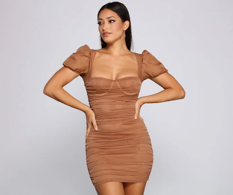 Stylish Influence Ruched Mini Dress Trendy Tulle Mini Dress