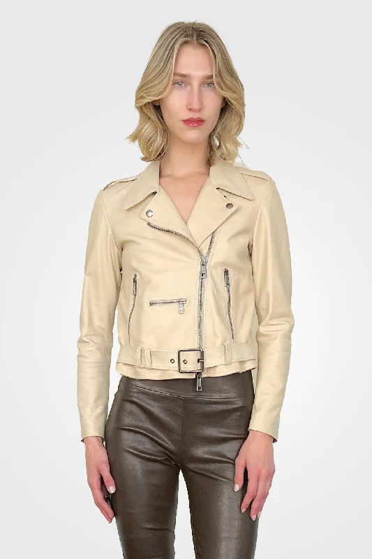 Asym Moto Leather Jacket - Plaster Tailored Jacket Straight Jacket A-Line Jacket