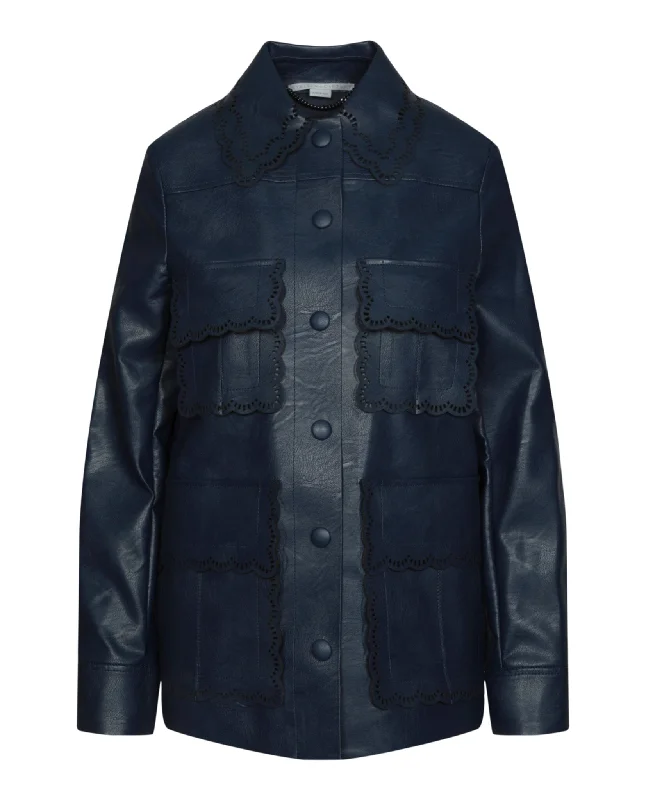 Stella McCartney Womens Laila Faux Leather Jacket Wool Jacket Cashmere Jacket Tweed Jacket Stella McCartney Womens Laila Faux Leather Jacket Wool Jacket Cashmere Jacket Tweed Jacket