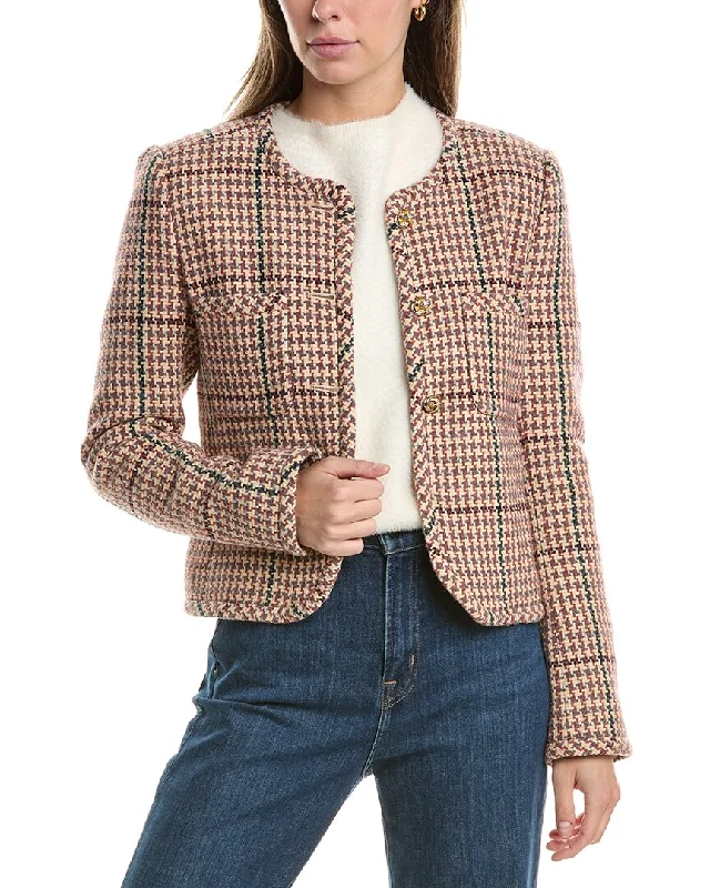 Derek Lam 10 Crosby Emilia Knot Button Wool-Blend Jacket Welt Pockets Slit Pockets Flap Pockets Derek Lam 10 Crosby Emilia Knot Button Wool-Blend Jacket Welt Pockets Slit Pockets Flap Pockets