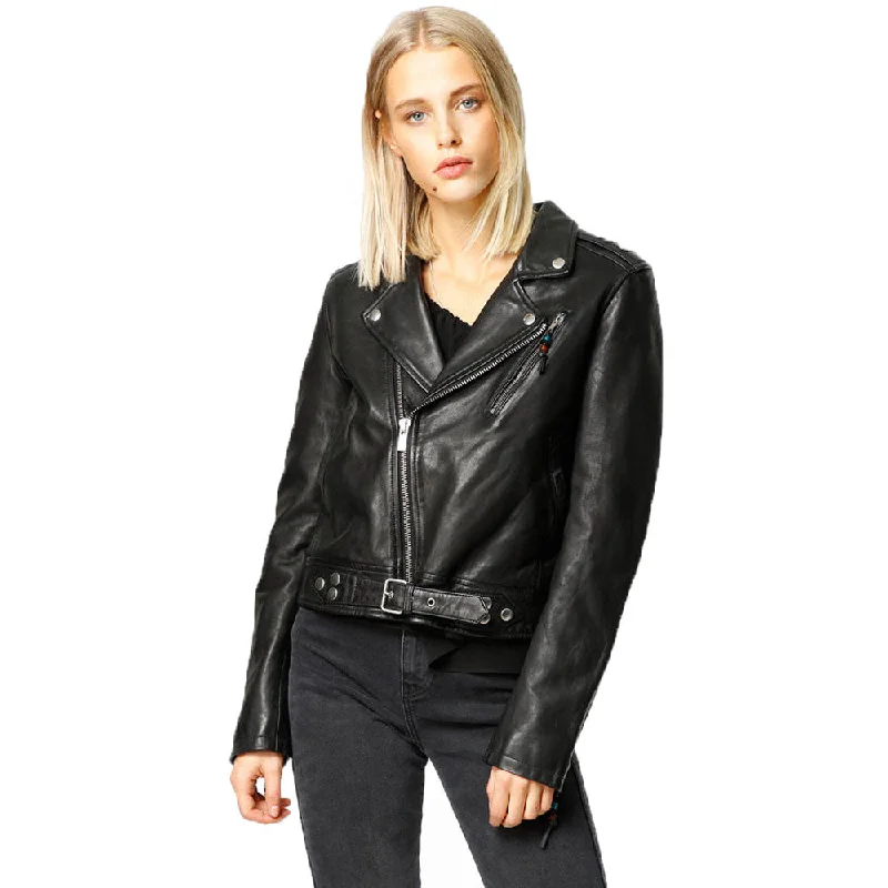 BLK DNM Women's Black Leather Jacket 1 #WKL201 $995 NWT Tailored Jacket Straight Jacket A-Line Jacket