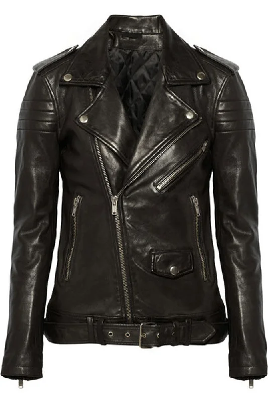 BLK DNM Women's Black Leather Jacket 8 #WKL203 $1193 NWT Wool Jacket Cashmere Jacket Tweed Jacket