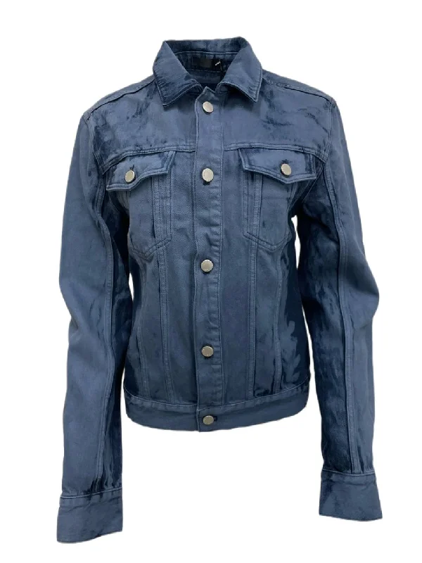 BLK DNM Women's Blue Distressed Denim Jeans Jacket 5 Size S NWT Insulated Jacket Fitted Jacket Loose Jacket