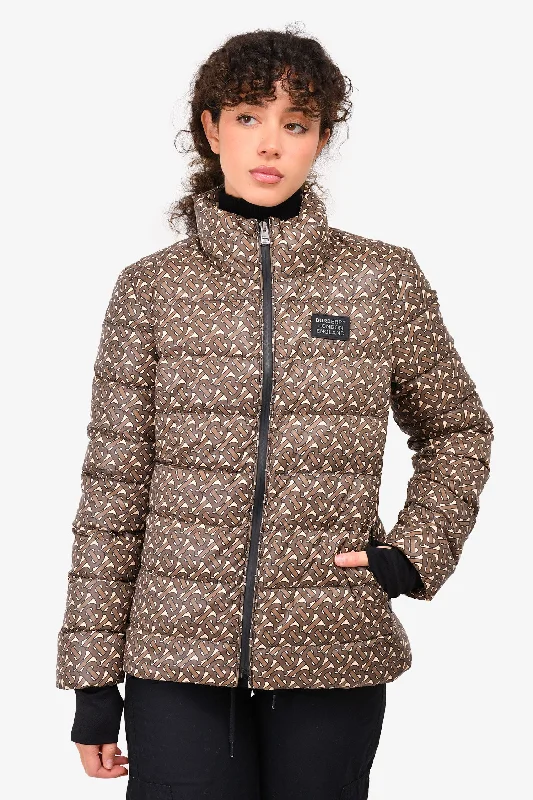 Burberry Brown TB Monogram Down Puffer Jacket Size S Mesh Jacket Canvas Jacket Denim Jacket Burberry Brown TB Monogram Down Puffer Jacket Size S Mesh Jacket Canvas Jacket Denim Jacket