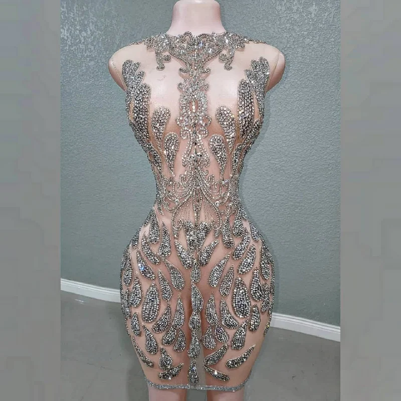 Diamond Phetish Mini Dress Fashionable Mini Dress with Slits