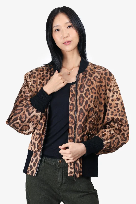 Dolce & Gabbana Leopard Print Bomber Jacket Size 40 Nylon Fabric Polyester Fabric Spandex Fabric Dolce & Gabbana Leopard Print Bomber Jacket Size 40 Nylon Fabric Polyester Fabric Spandex Fabric