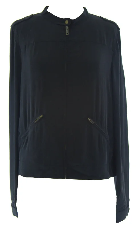 EDUN Women's Black Silk Zip Up Jacket Sz M NEW Nylon Jacket Polyester Jacket Spandex Jacket EDUN Women's Black Silk Zip Up Jacket Sz M NEW Nylon Jacket Polyester Jacket Spandex Jacket