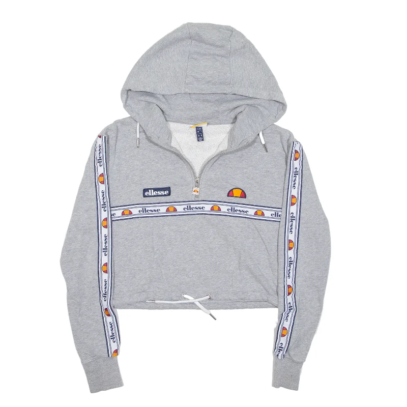 ELLESSE Cropped 1/4 Zip Pullover Jacket Grey Womens UK 4 Faux Fur Jacket Real Fur Jacket Shearling Jacket ELLESSE Cropped 1/4 Zip Pullover Jacket Grey Womens UK 4 Faux Fur Jacket Real Fur Jacket Shearling Jacket