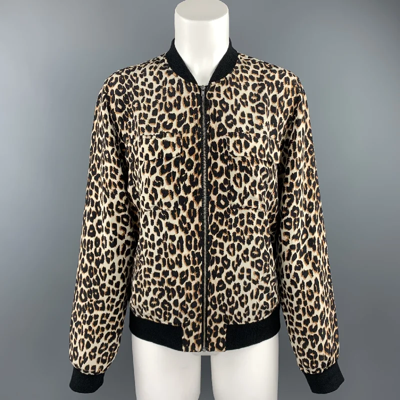 EQUIPMENT Size S Black & Tan Leopard Silk Jacket Striped Jacket Polka Dot Jacket Floral Jacket EQUIPMENT Size S Black & Tan Leopard Silk Jacket Striped Jacket Polka Dot Jacket Floral Jacket
