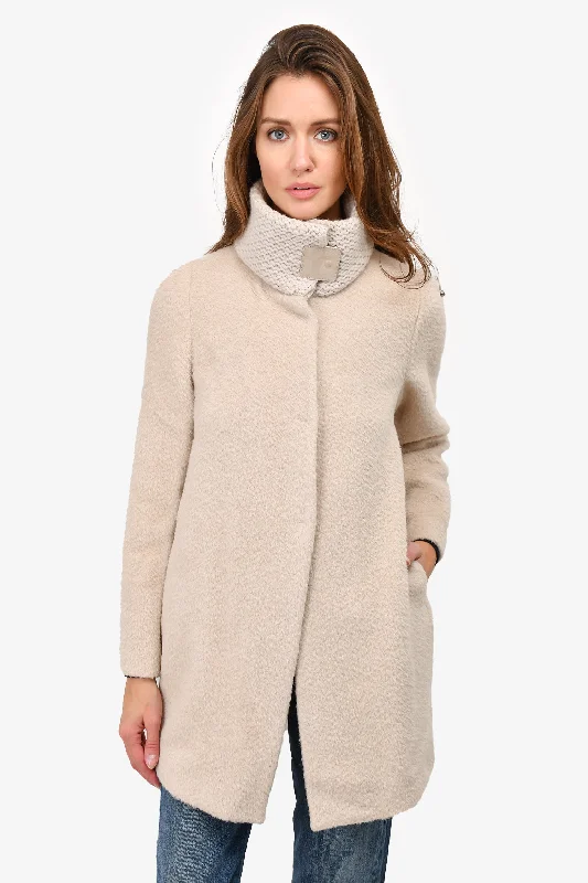 Fabiana Filippi Beige Wool Blend Knit Collar Jacket Size 42 Wool Jacket Cashmere Jacket Tweed Jacket Fabiana Filippi Beige Wool Blend Knit Collar Jacket Size 42 Wool Jacket Cashmere Jacket Tweed Jacket