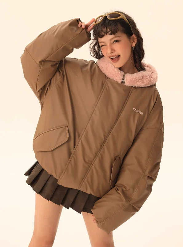 Faux Fur Hooded No-Wash Pu Skin Down Jacket Embroidered Jacket Appliqued Jacket Beaded Jacket Faux Fur Hooded No-Wash Pu Skin Down Jacket Embroidered Jacket Appliqued Jacket Beaded Jacket