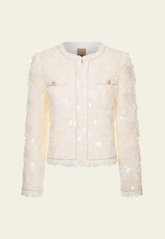 Frayed-effect Sequin-detail Metalic-trim Jacket Lace Jacket Ribbed Jacket Sequined Jacket