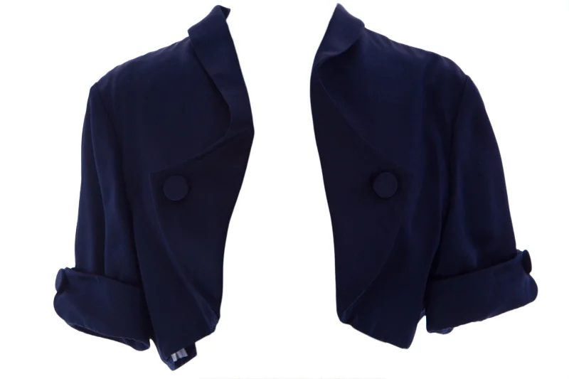 GIORGIO ARMANI Women's Navy Blue Silk Shrug Jacket FAG13T $2,450 NWT Collared Jacket Crew Neck Jacket Turtle Neck Jacket GIORGIO ARMANI Women's Navy Blue Silk Shrug Jacket FAG13T $2,450 NWT Collared Jacket Crew Neck Jacket Turtle Neck Jacket