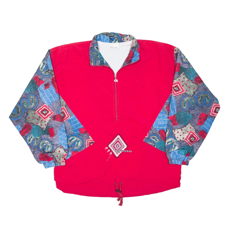 GONSO 1/2 Zip Pullover Jacket Red 80s Crazy Pattern Womens M Wool Jacket Cashmere Jacket Tweed Jacket GONSO 1/2 Zip Pullover Jacket Red 80s Crazy Pattern Womens M Wool Jacket Cashmere Jacket Tweed Jacket
