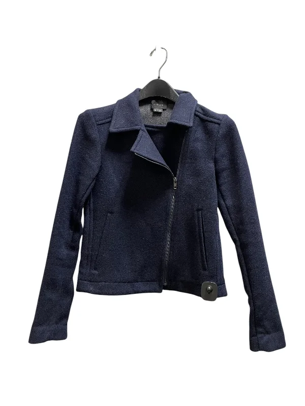 Jacket Fleece By Theory In Navy, Size: S Corduroy Jacket Velvet Jacket Brocade Jacket