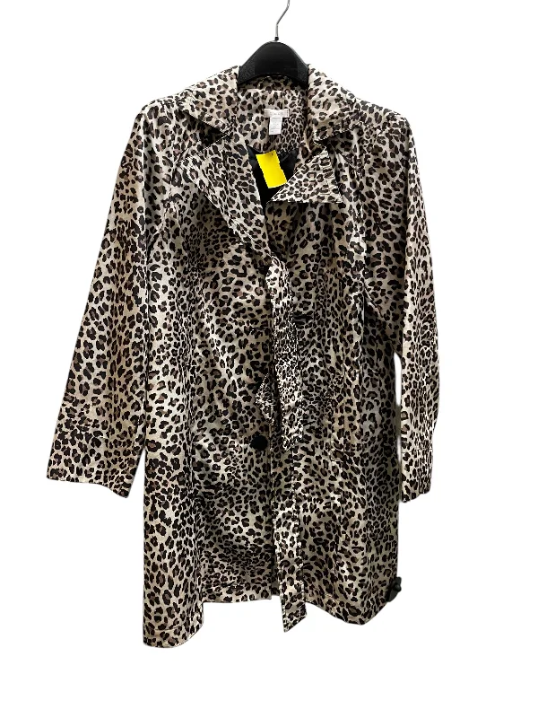 Jacket Windbreaker By Chicos In Animal Print, Size: M Nylon Fabric Polyester Fabric Spandex Fabric