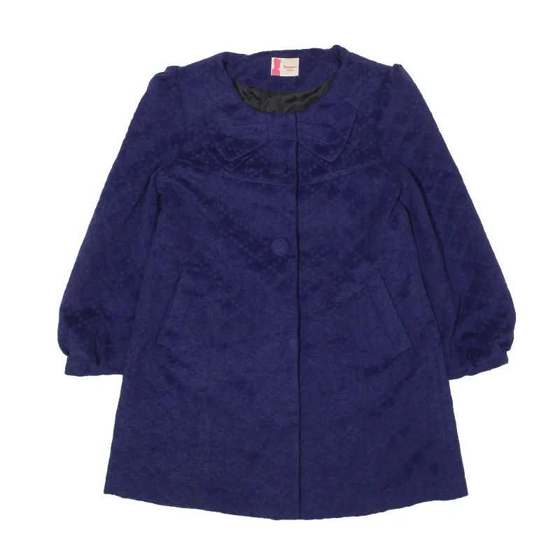JOVONNISTA Overcoat Jacket Blue Wool 90s Womens S Print Jacket Jacquard Jacket Embroidered Jacket JOVONNISTA Overcoat Jacket Blue Wool 90s Womens S Print Jacket Jacquard Jacket Embroidered Jacket