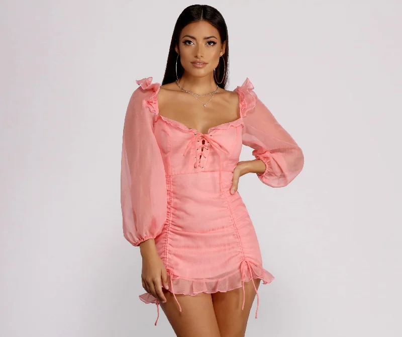 Lace Be Real Organza Sleeve Mini Dress Stylish Ruffle Mini Dress