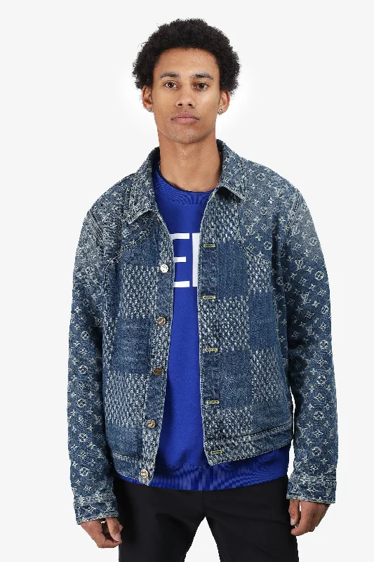 Louis Vuitton x Nigo 2020 Blue Damier Monogram Denim Jacket Size 52 Mens Denim Fabric Leather Fabric Suede Fabric Louis Vuitton x Nigo 2020 Blue Damier Monogram Denim Jacket Size 52 Mens Denim Fabric Leather Fabric Suede Fabric