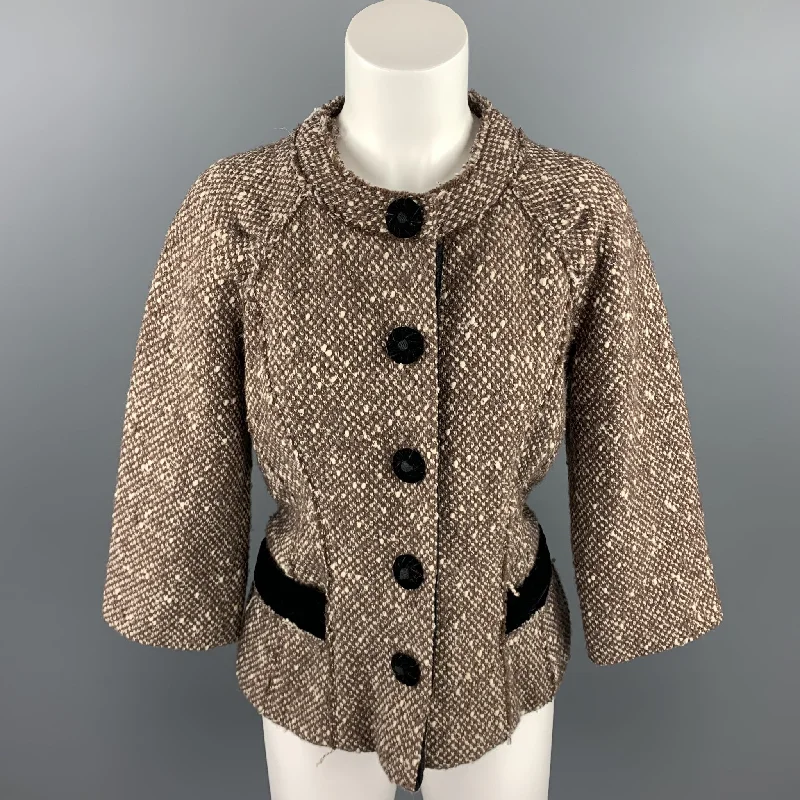 MARC JACOBS Size 6 Brown Boucle Wool Blend Jacket Quilted Jacket Puffer Jacket Insulated Jacket MARC JACOBS Size 6 Brown Boucle Wool Blend Jacket Quilted Jacket Puffer Jacket Insulated Jacket