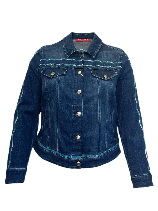 Marina Rinaldi Women's Blue Captare Button Closure Denim Jacket NWT Zippered Front Buttoned Front Snap Front Marina Rinaldi Women's Blue Captare Button Closure Denim Jacket NWT Zippered Front Buttoned Front Snap Front