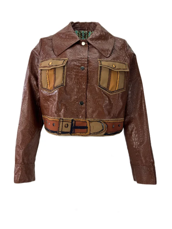 Marina Rinaldi Women's Brown Chiara Leather Jacket NWT Anorak Shell Jacket Lightweight Jacket Marina Rinaldi Women's Brown Chiara Leather Jacket NWT Anorak Shell Jacket Lightweight Jacket