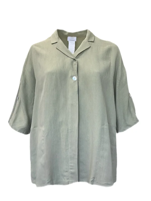 Marina Rinaldi Women's Green Flavia Button Closure Jacket Size 22W/31 NWT One-Shoulder Jacket Off-the-Shoulder Jacket Asymmetrical Jacket Marina Rinaldi Women's Green Flavia Button Closure Jacket Size 22W/31 NWT One-Shoulder Jacket Off-the-Shoulder Jacket Asymmetrical Jacket