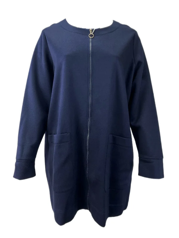 Marina Rinaldi Women's Navy Occupare Patch Pockets Zipper Jacket NWT Fitted Jacket Loose Jacket Oversized Jacket Marina Rinaldi Women's Navy Occupare Patch Pockets Zipper Jacket NWT Fitted Jacket Loose Jacket Oversized Jacket