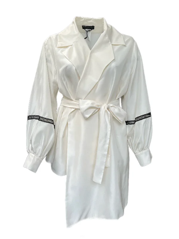 MARINA RINALDI Women's White Barre Silk Lightweight Jacket $1065 NWT Jersey Jacket Tulle Jacket Batik Jacket MARINA RINALDI Women's White Barre Silk Lightweight Jacket $1065 NWT Jersey Jacket Tulle Jacket Batik Jacket