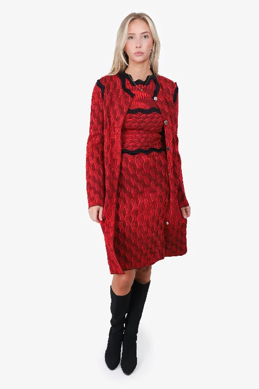 Mary Katrantzou Red/Black Wave Pattern Jacket Size S Wool Jacket Cashmere Jacket Tweed Jacket Mary Katrantzou Red/Black Wave Pattern Jacket Size S Wool Jacket Cashmere Jacket Tweed Jacket