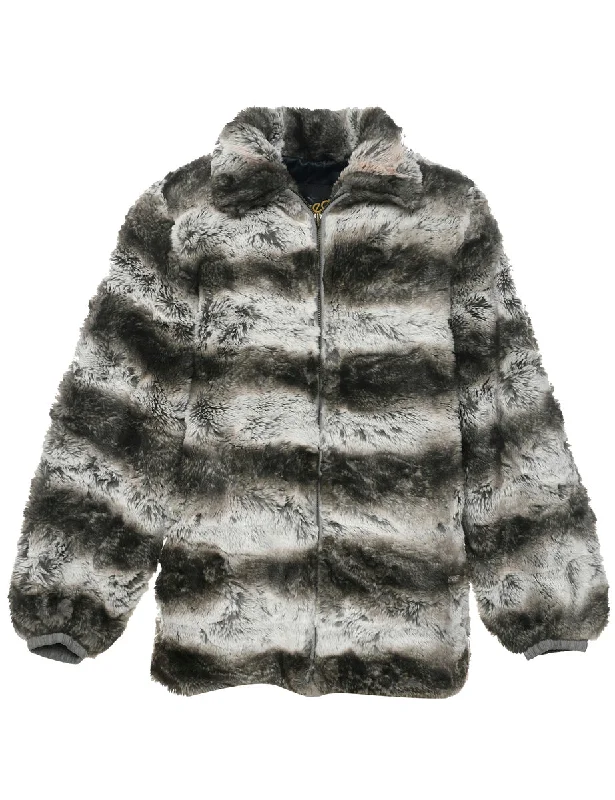 Multi-colour Faux Fur Jacket - M Zippered Jacket Buttoned Jacket Snapped Jacket