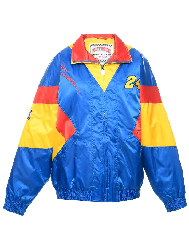 Multi-colour Nascar Ski Jacket - L A-Line Jacket Boat Neck Shawl Collar