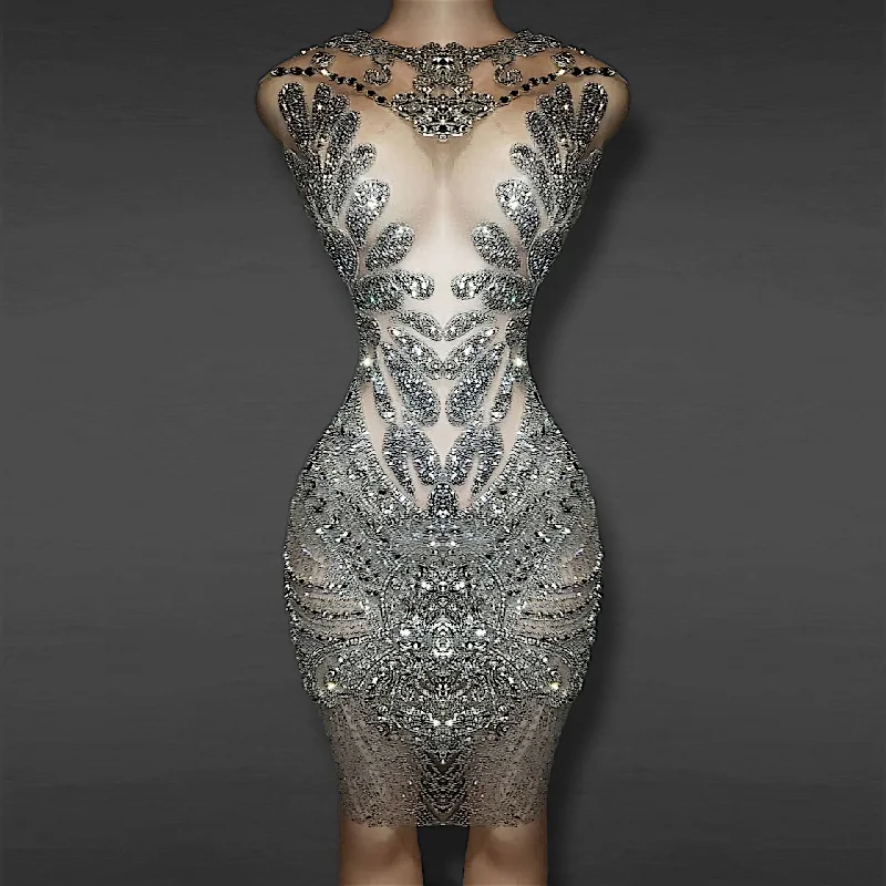 Naijah Rhinestone Mini Dress Chic Mini Dress with V-Neck