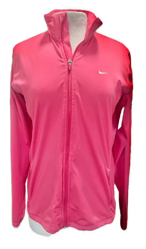 Nike Dri-Fit Women's Full-Zip Pink Mid-layer Jacket Size L Tiered Jacket Buttoned Jacket Zippered Jacket