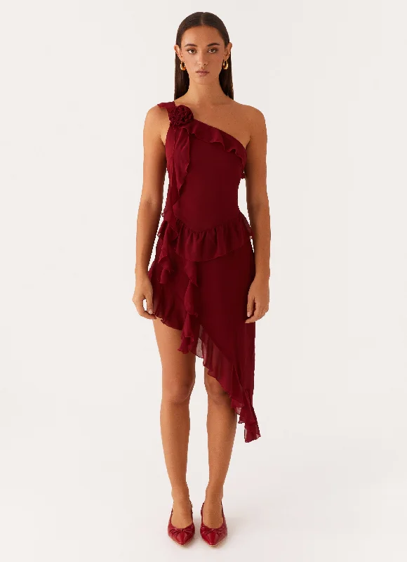 No Secret Mini Dress - Deep Red Chic Bohemian Mini Dress