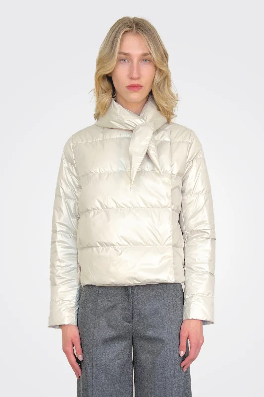 Padded Down Jacket - Pumice Print Jacket Jacquard Jacket Embroidered Jacket