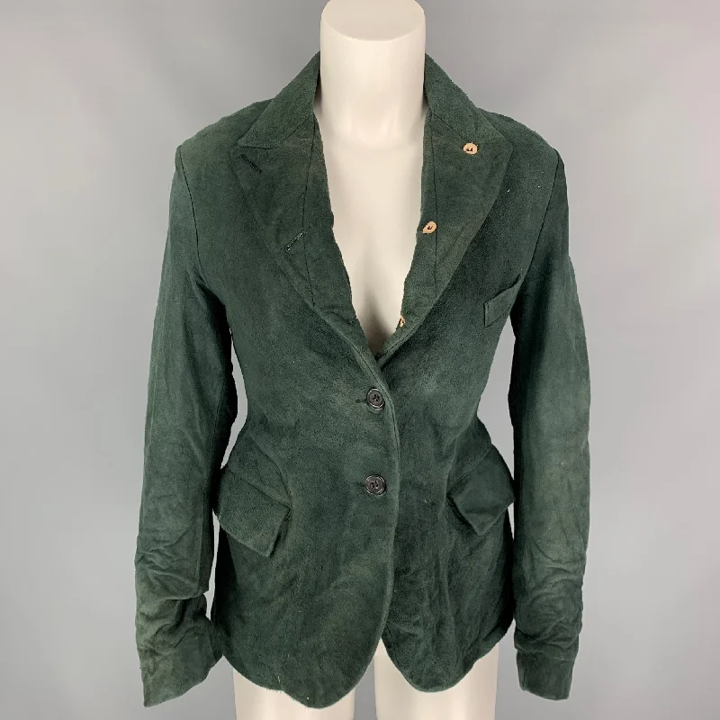 PAUL HARNDEN Size M Green Boiled Suede Jacket Knit Jacket Woven Jacket Fleece Jacket