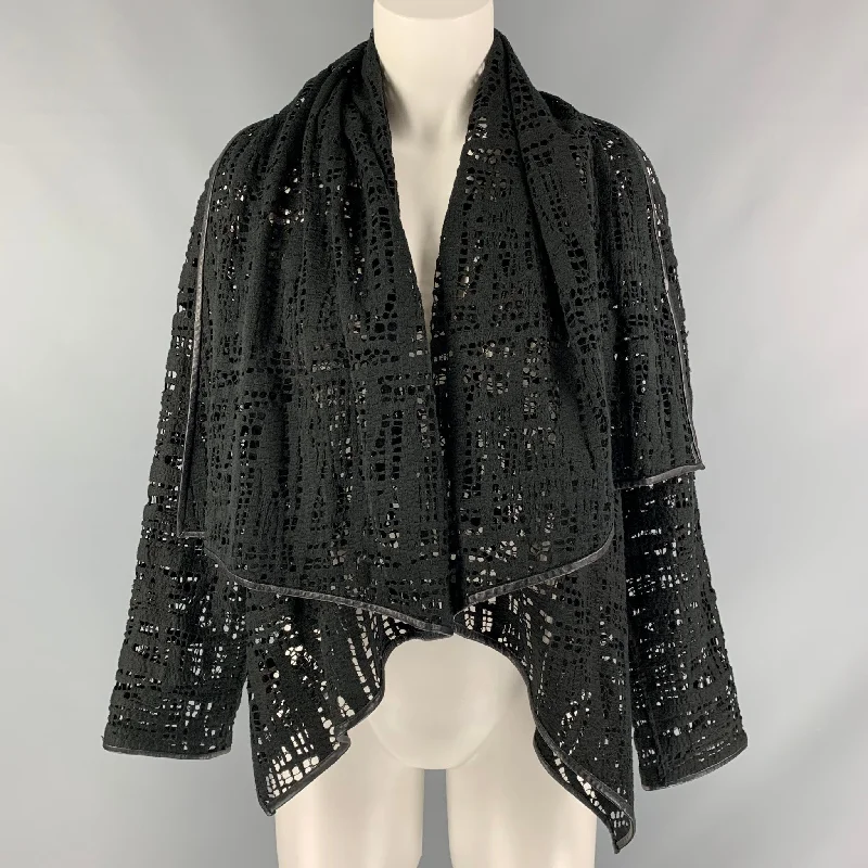 PORTS 1961 Size 8 Black Lace Asymmetrical Jacket Nylon Jacket Polyester Jacket Spandex Jacket PORTS 1961 Size 8 Black Lace Asymmetrical Jacket Nylon Jacket Polyester Jacket Spandex Jacket