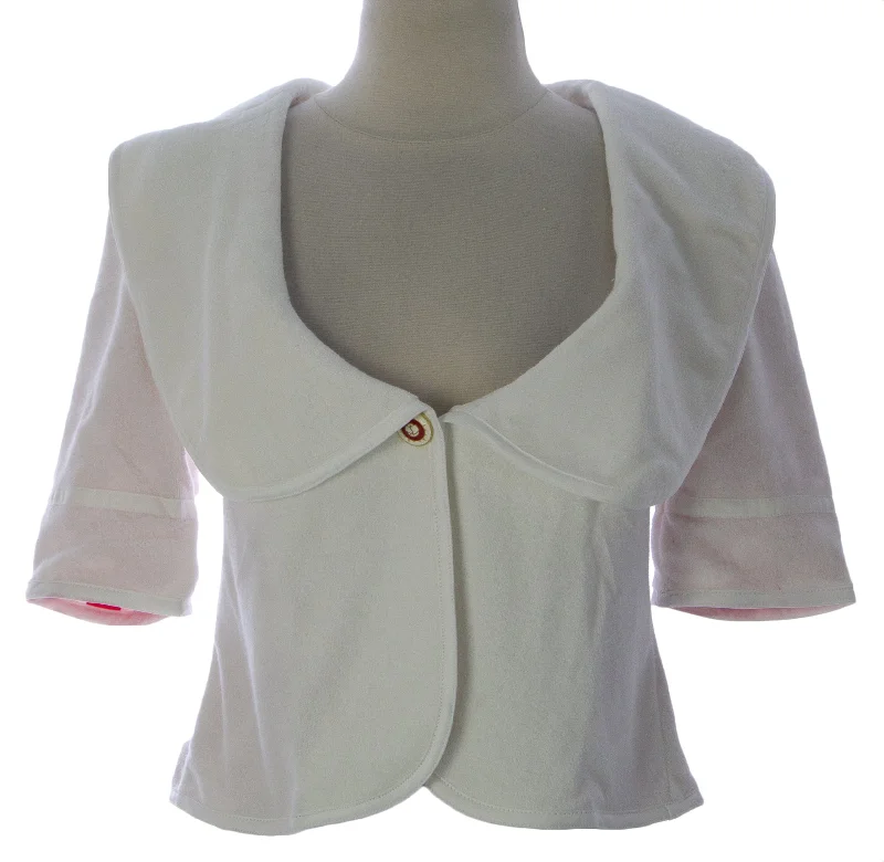 PRIORITIES Women's White Terry Cloth Cropped Jacket #41565 $124 NEW Fitted Jacket Loose Jacket Oversized Jacket PRIORITIES Women's White Terry Cloth Cropped Jacket #41565 $124 NEW Fitted Jacket Loose Jacket Oversized Jacket