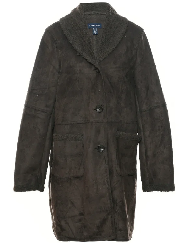 Single Breasted Shearling Jacket - L Belted Jacket Elasticated Jacket Padded Jacket