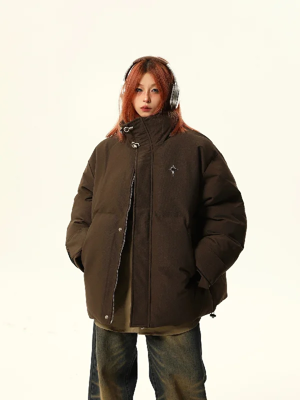 Stand-Up Collar Oversized Puffer Jacket Rayon Jacket Velvet Jacket Corduroy Jacket