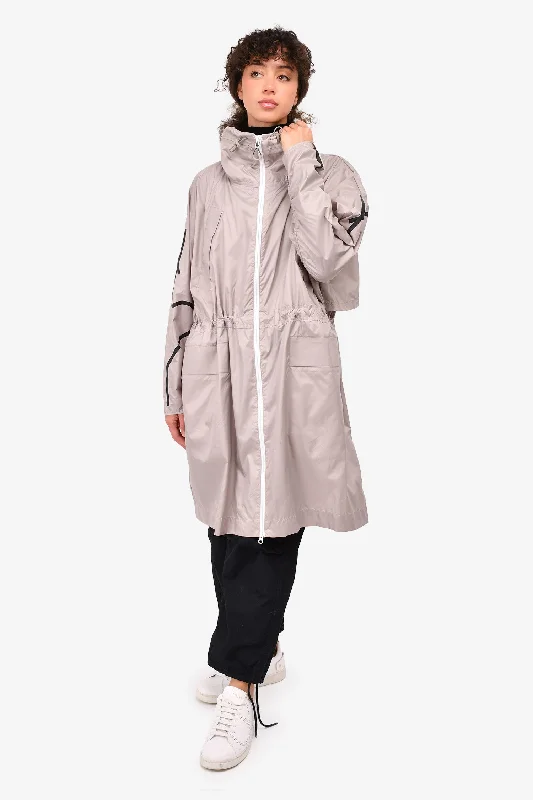 Stella McCartney x Adidas Grey Logo Nylon Long Parka Jacket Size XS Toggled Jacket Drawstring Jacket Belted Jacket Stella McCartney x Adidas Grey Logo Nylon Long Parka Jacket Size XS Toggled Jacket Drawstring Jacket Belted Jacket