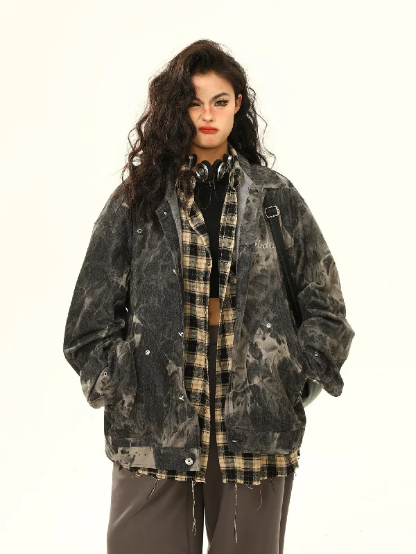 Tie-Dye Denim Grunge Jacket Plaid Jacket Tartan Jacket Houndstooth Jacket